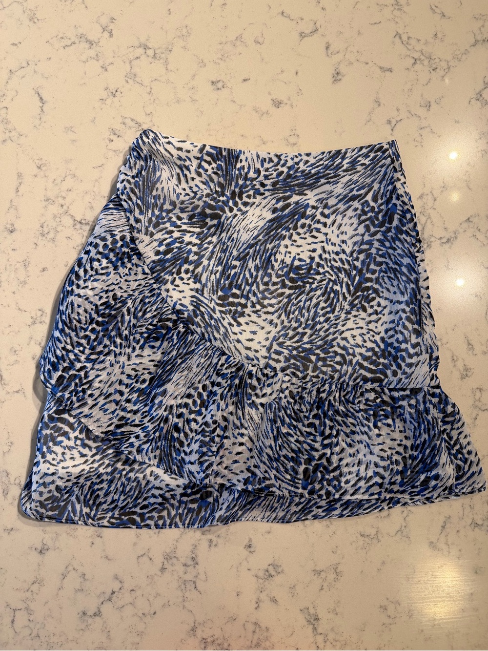 NWT Express Tiered Ruffle Chiffon Mini Skirt Blue Print Size 2 - Picture 8 of 8